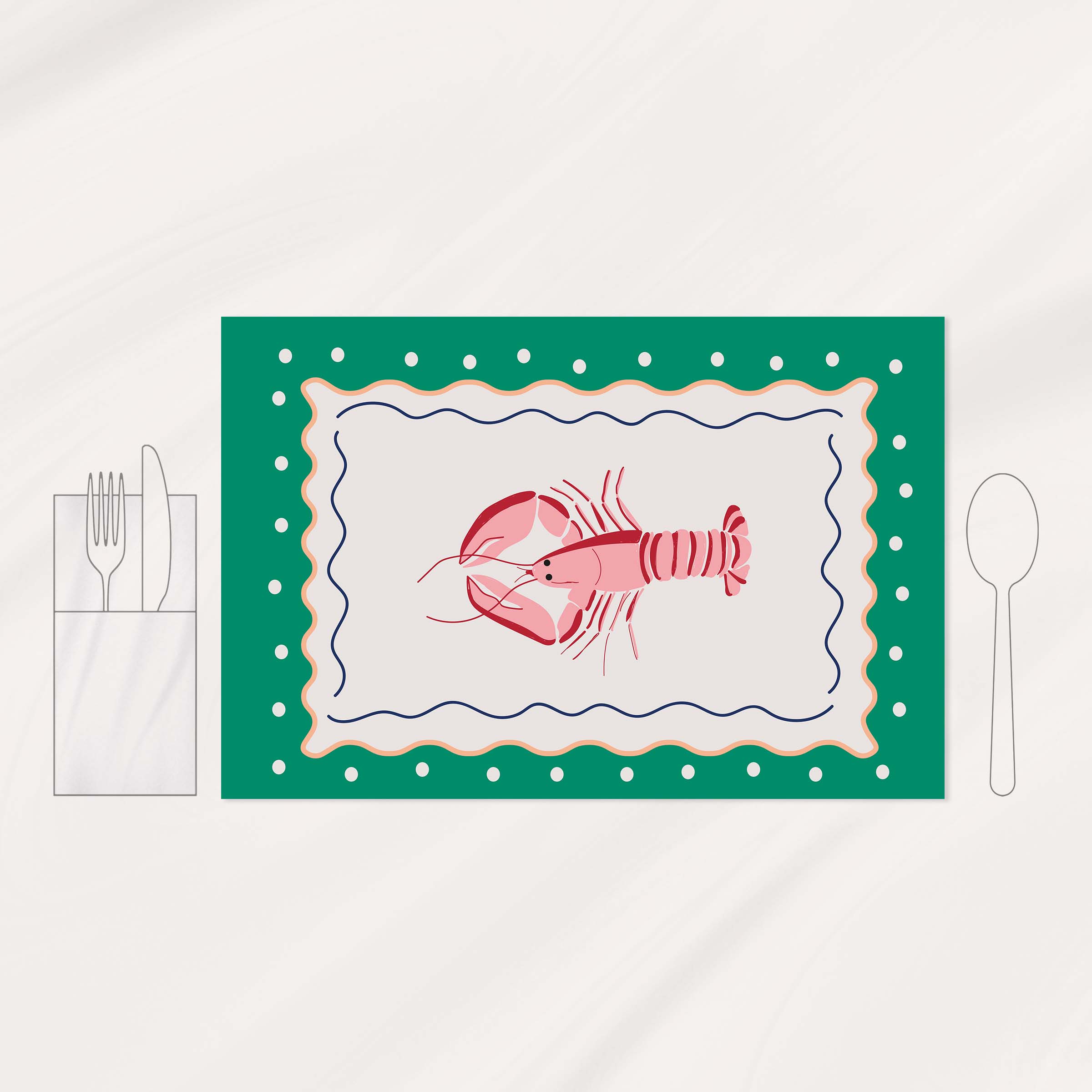 زیربشقابی پاپ آرت│Pink Lobster 3 18a