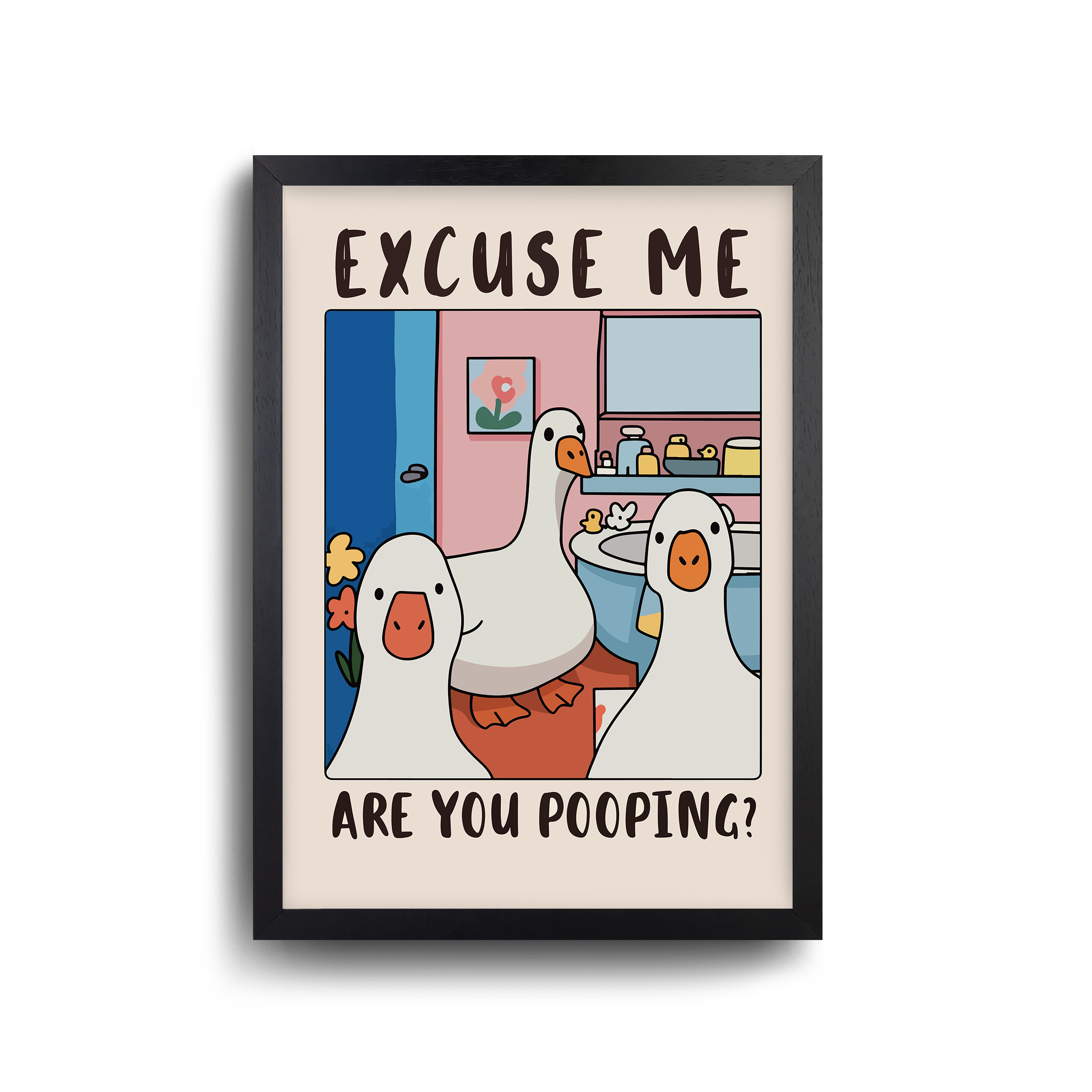 (Are You Pooping? (Duck 3 web black A4